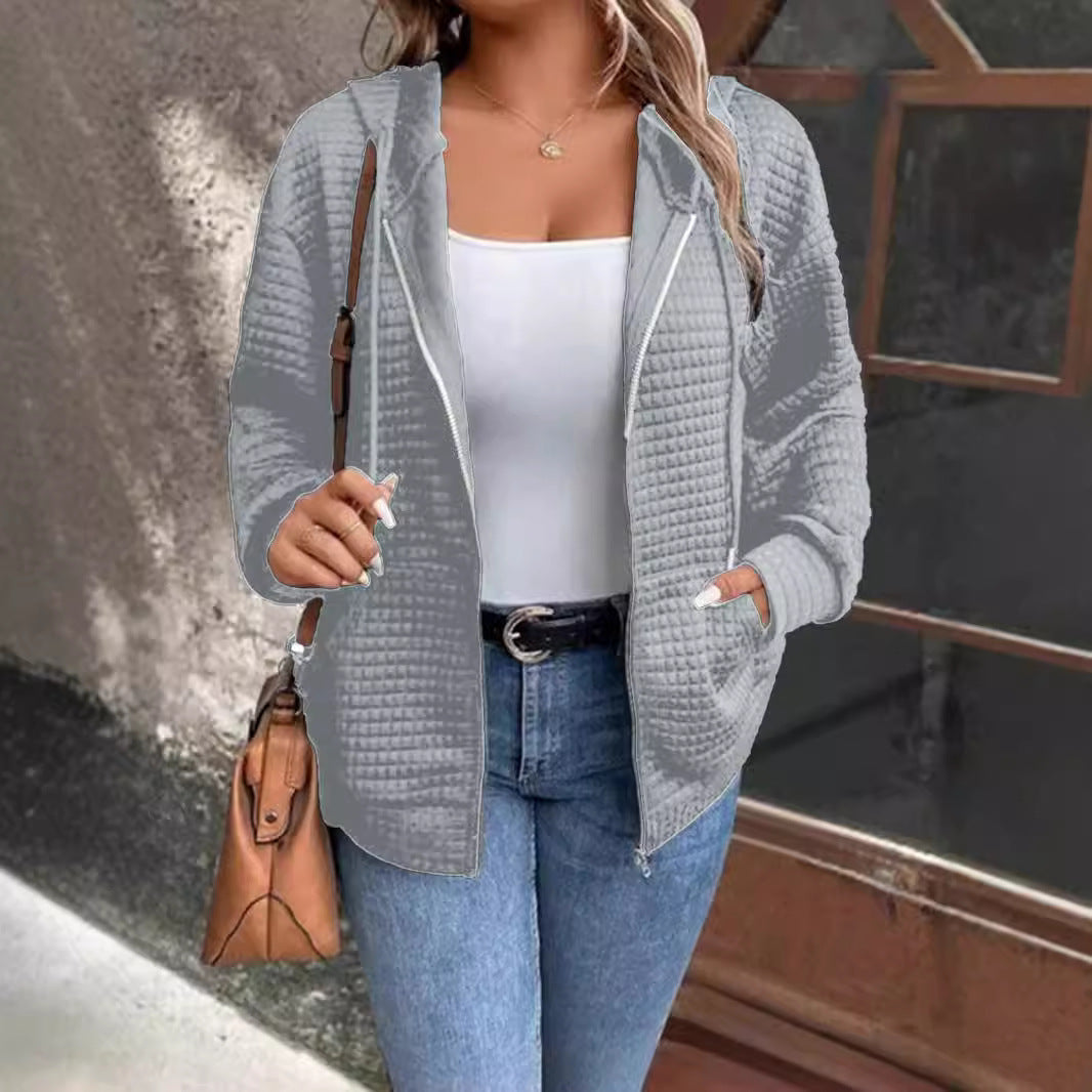 Women's lined zip jacket with kangaroo pocket NOVAE