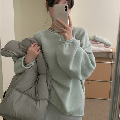 Women's casual sweater with voluminous sleeves and soft material NOVAE