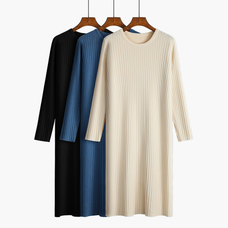 Women's knit dress with fine rib structure NOVAE