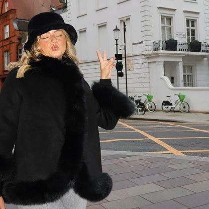 Women's luxurious fur jacket with soft lining and elegant details NOVAE