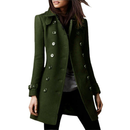Women's elegant trench coat with double-breasted button closure and weighted collar NOVAE