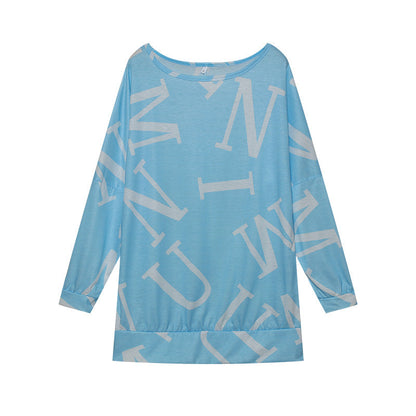 Women's oversized long-sleeved shirt with modern lettering and elasticated waistband NOVAE