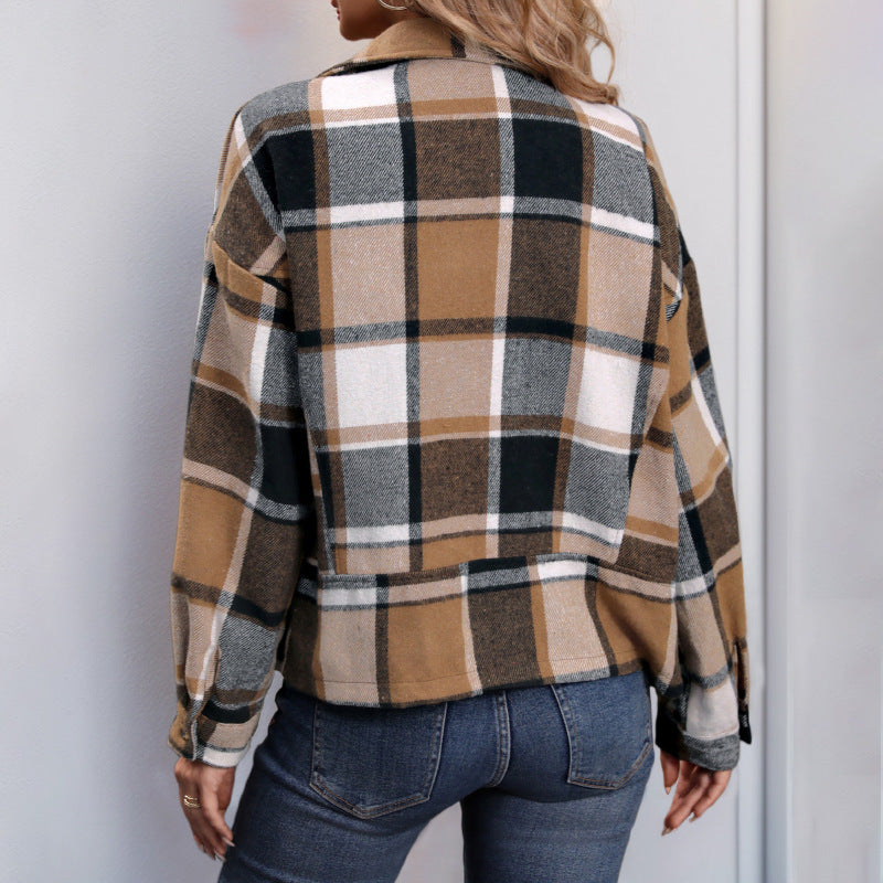 Women's checked blazer jacket with a relaxed fit NOVAE