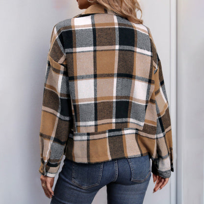 Women's checked blazer jacket with a relaxed fit NOVAE