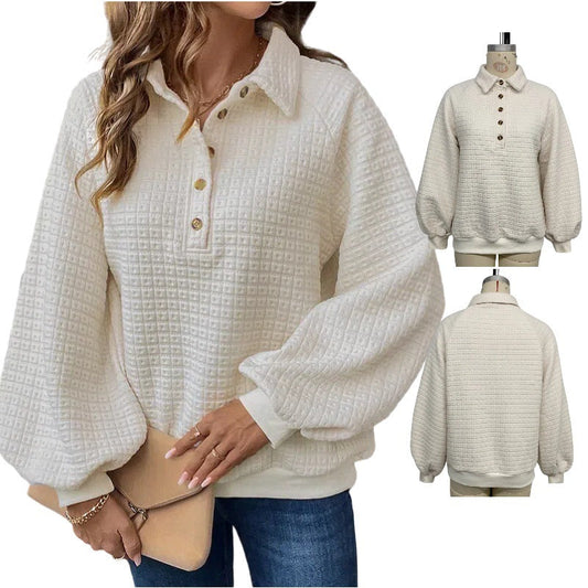 Women's casual oversized sweater with textured waffle pattern NOVAE