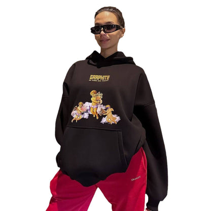 Women's oversized hoodie with creative print and relaxed fit NOVAE