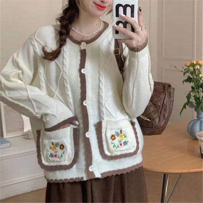 Women's cardigan with floral pattern NOVAE