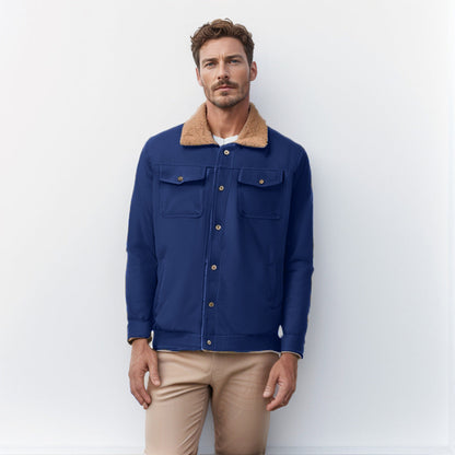 Men's casual jacket with faux fur collar and practical pockets NOVAE