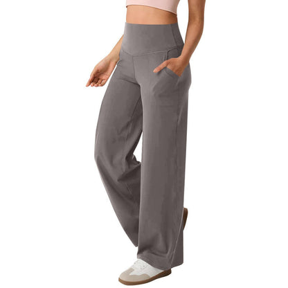 Women's wide-leg high-waisted leisure trousers with practical pockets NOVAE