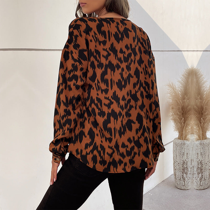 Women's Leopard Print Shirt Blouse NOVAE