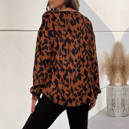 Women's Leopard Print Shirt Blouse NOVAE