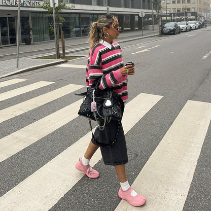 Women's casual striped sweater with a modern cut NOVAE