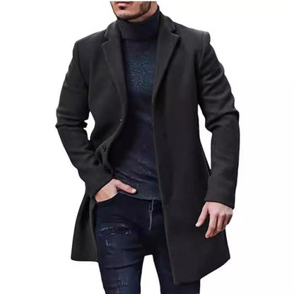 Men's elegant wool coat with a modern cut and practical pockets NOVAE