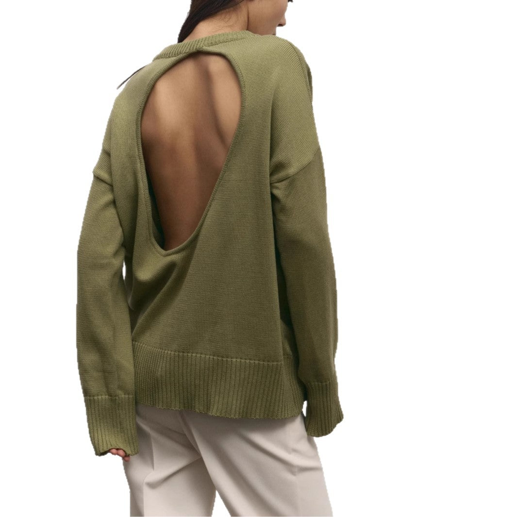 Women's casual knit sweater with an innovative cut and wide sleeves NOVAE