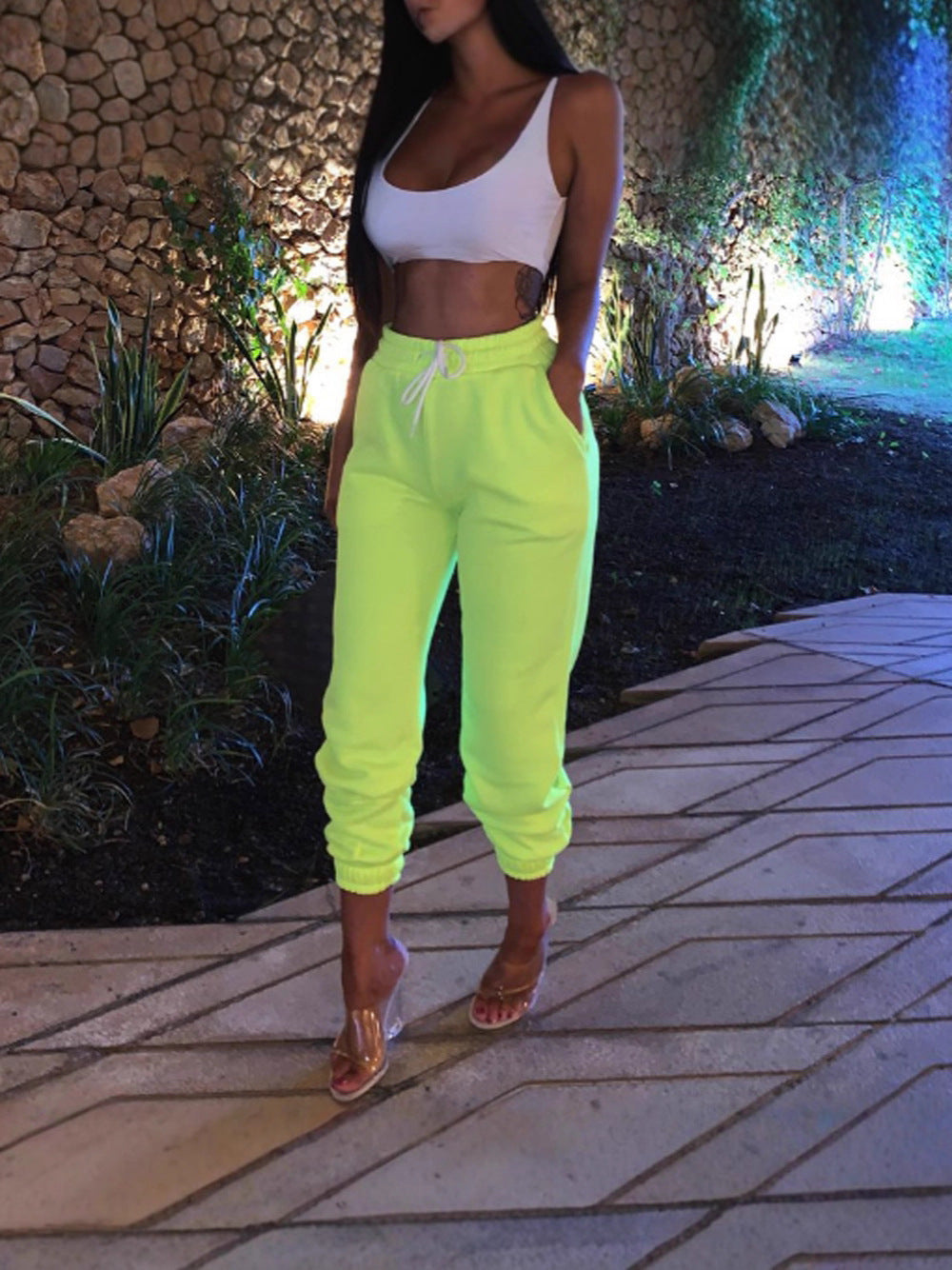 Women's sports trousers with elastic waistband and casual cut NOVAE