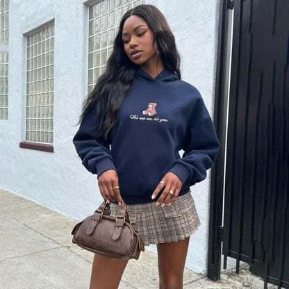 Women's hooded sweatshirt with playful bear motif and soft cotton blend NOVAE