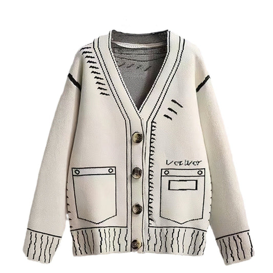 Women's cardigan with creative design and high-quality buttons NOVAE