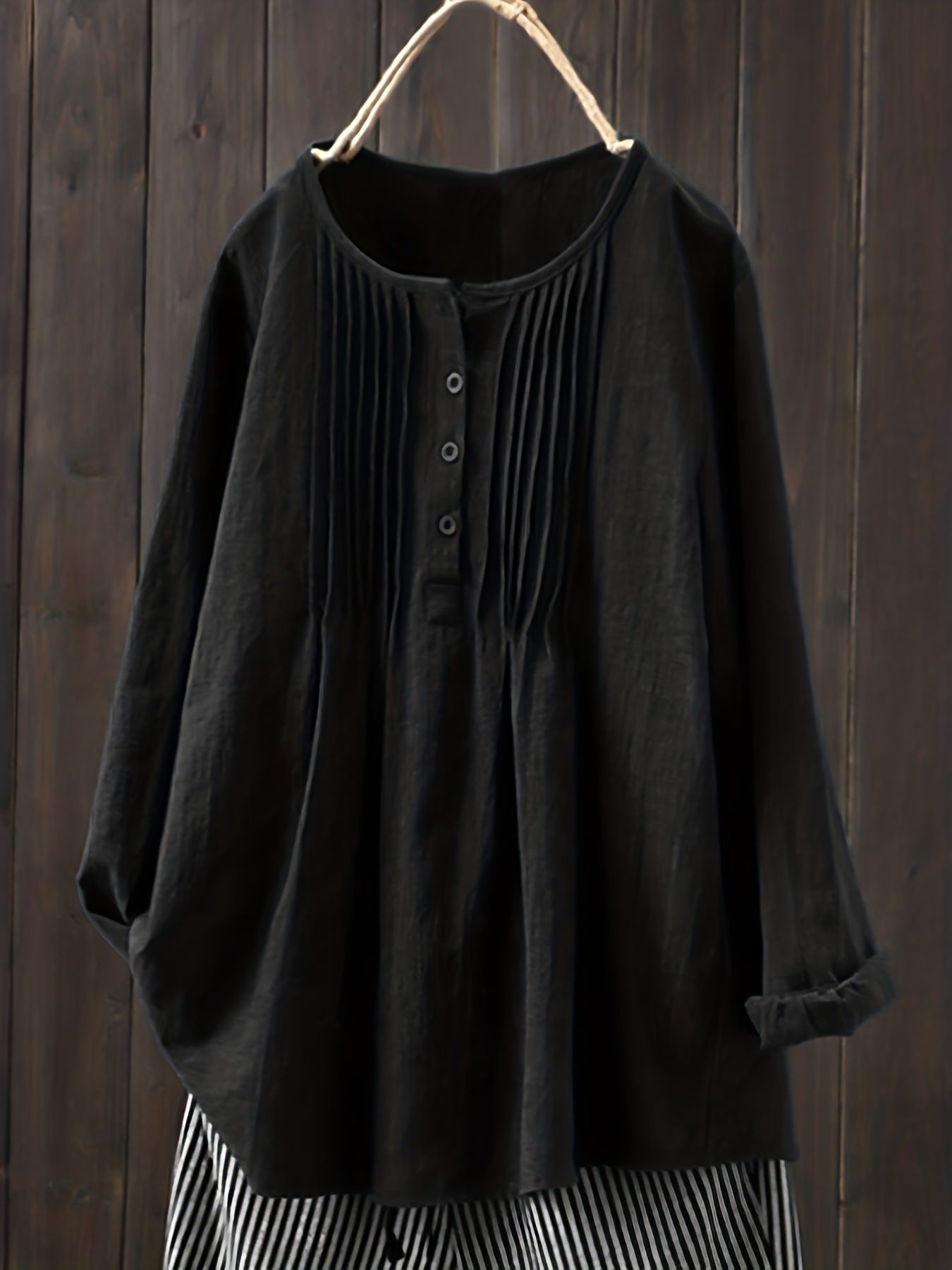 Women's blouse with pleats and button placket NOVAE