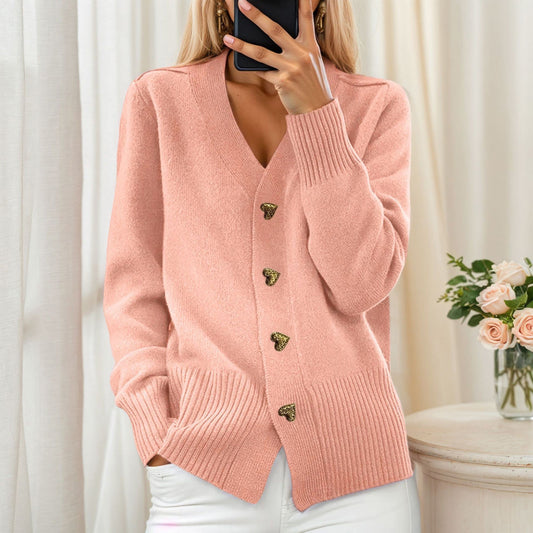 Women's cardigan with heart buttons and a relaxed fit NOVAE