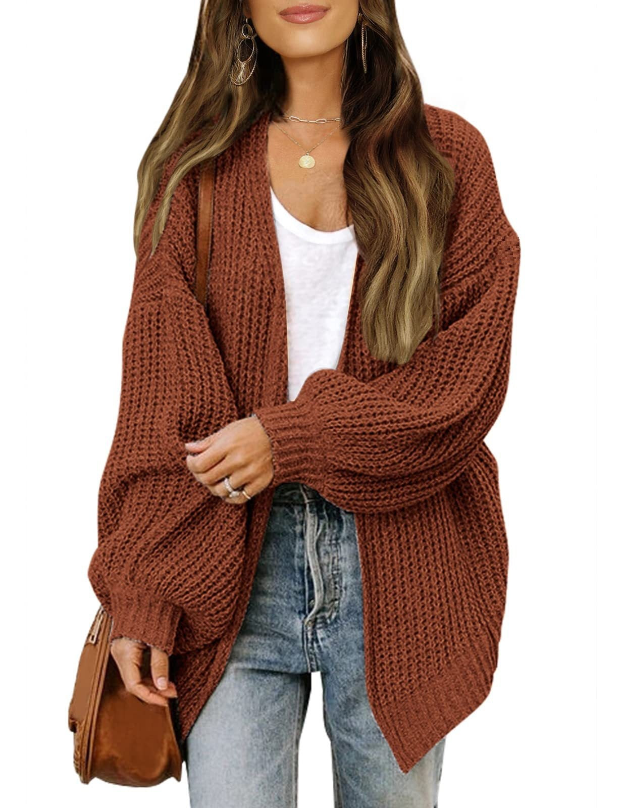 Women's Delicate Chunky Knit Cardigan with Iridescent Sleeves NOVAE