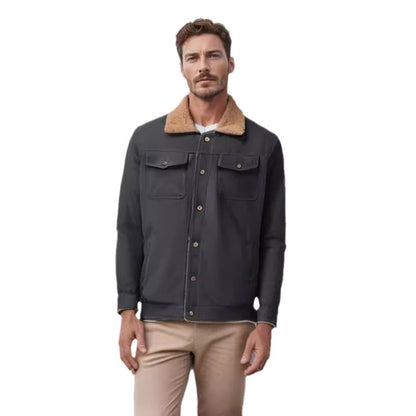 Men's casual jacket with faux fur collar and practical pockets NOVAE