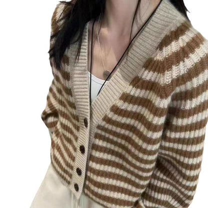 Women's striped cardigan with a wide fit and button details NOVAE