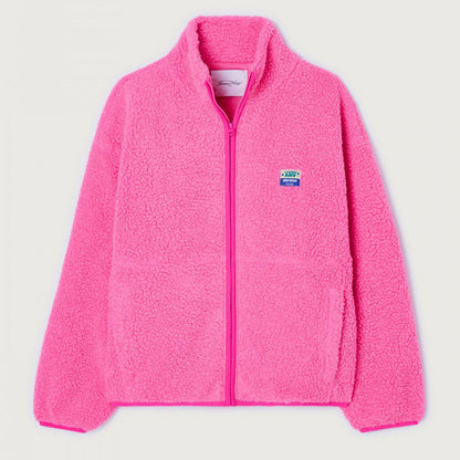 Women's plush jacket with high collar and side pockets NOVAE