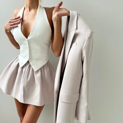 Women's elegant blazer set with fitted top and flowing skirt NOVAE