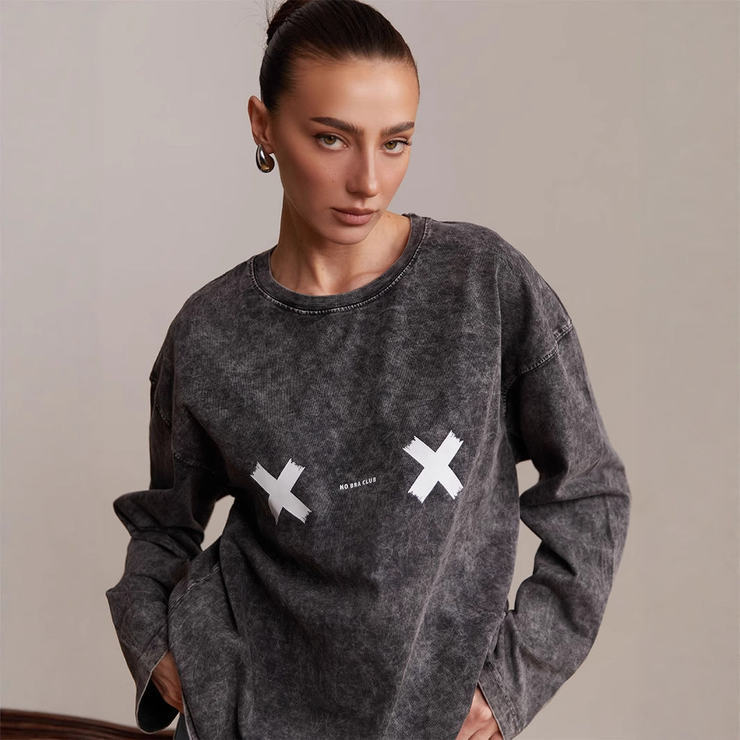 Women's casual sweatshirt with creative graphic print NOVAE