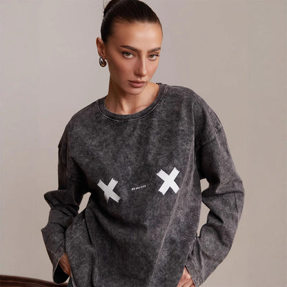 Women's casual sweatshirt with creative graphic print NOVAE