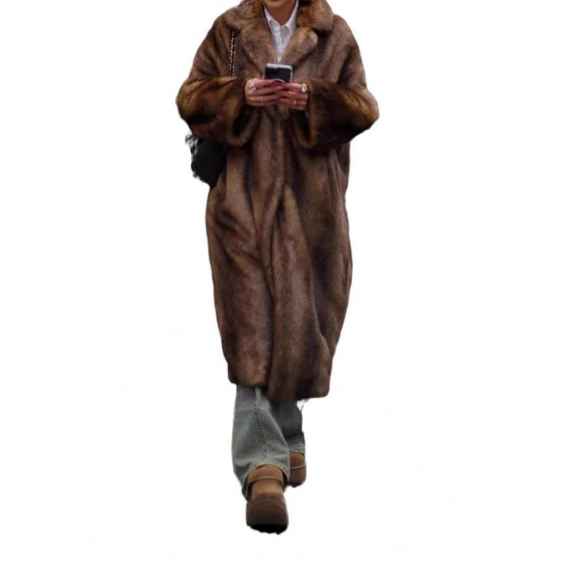 Women's Luxurious Faux Fur Coat with Wide Lapels and Soft Lining NOVAE