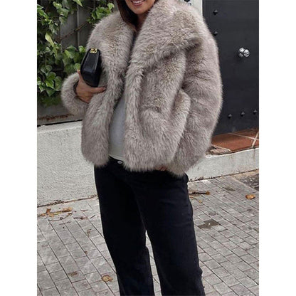 Women's Cozy Teddy Jacket with Wide Lapels NOVAE