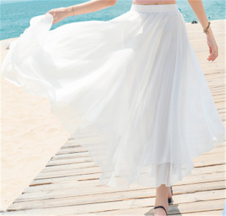 Women's Long, Flowing Chiffon Skirt with Elastic Waistband NOVAE