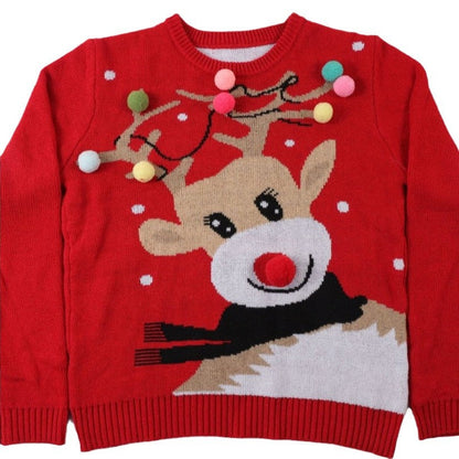 Women's Christmas sweater with 3D reindeer motifs NOVAE