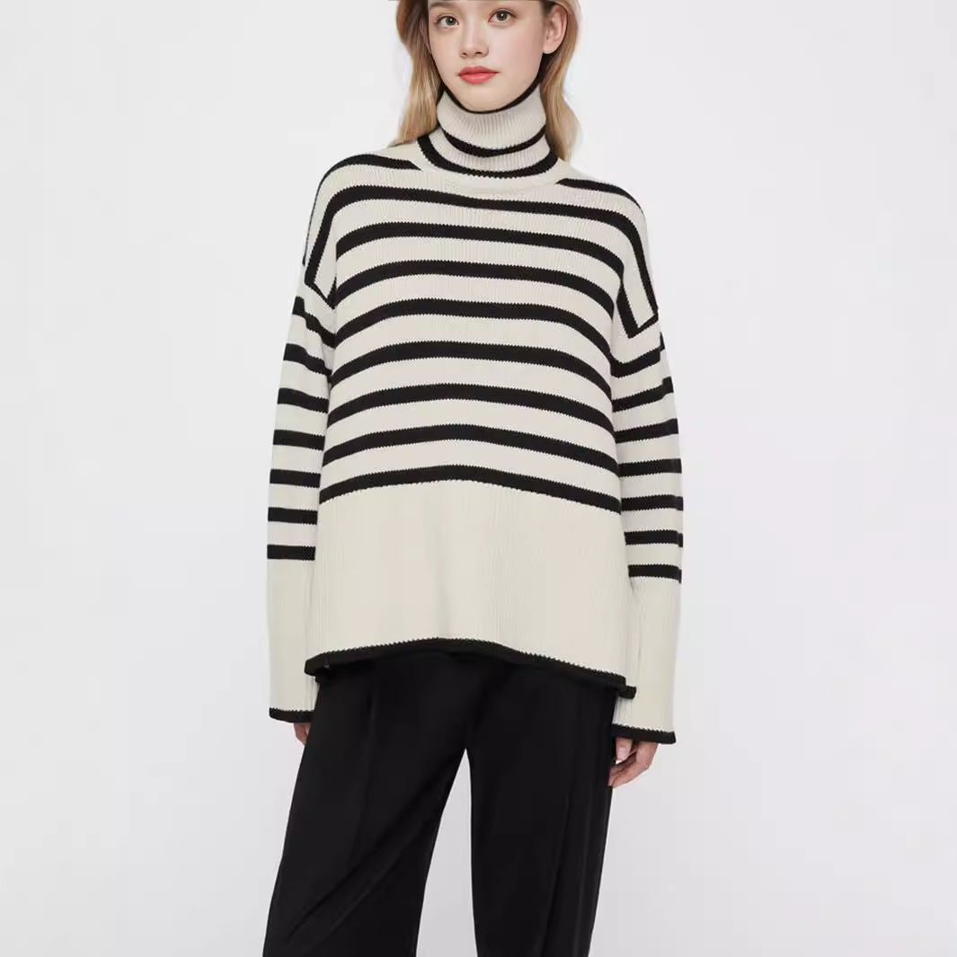 Women's knitted turtleneck sweater with wide sleeves NOVAE
