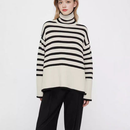 Women's knitted turtleneck sweater with wide sleeves NOVAE