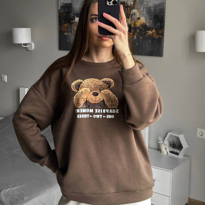 Women's casual sweatshirt with creative bear motif NOVAE