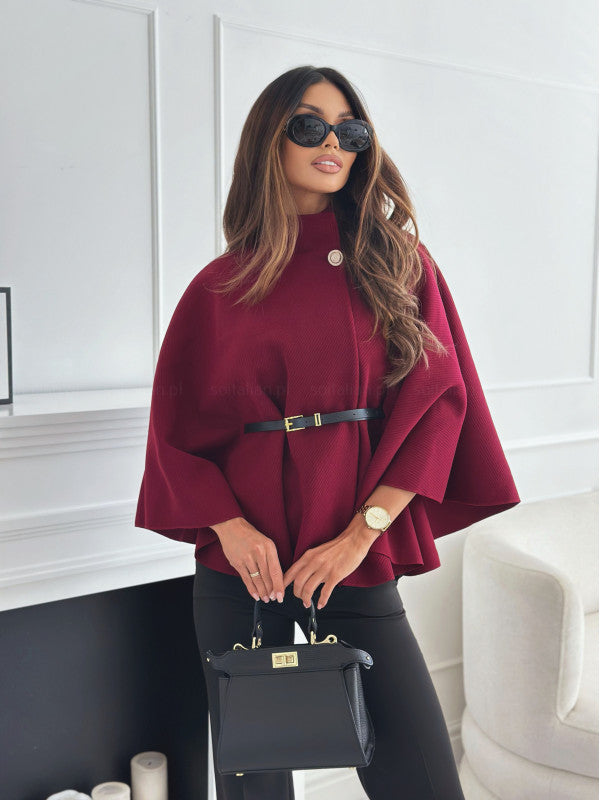 Women's Elegant Shawl Tunic with Waist Belt and Wide Sleeves NOVAE