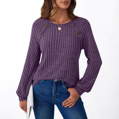 Women's knit sweater with button details and textured design NOVAE