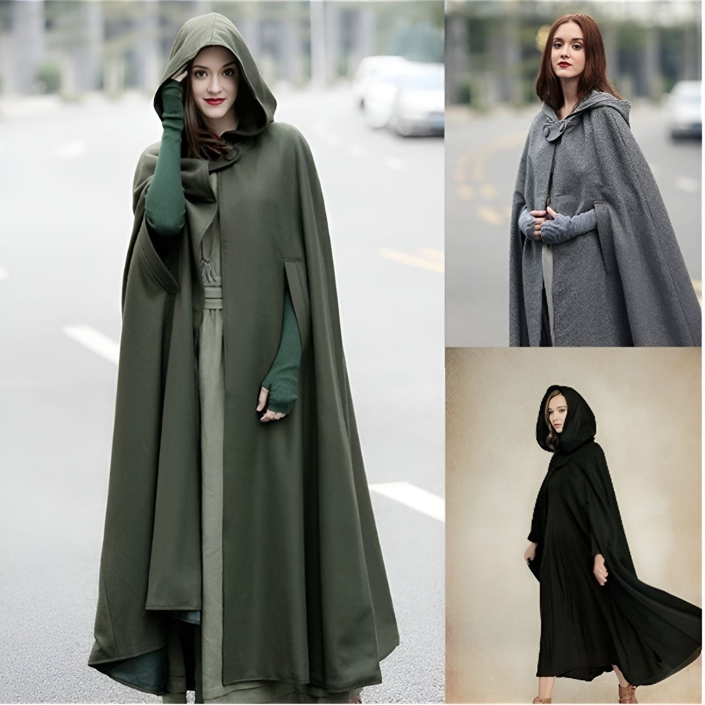 Women's elegant hooded cape made of high-quality fabric NOVAE