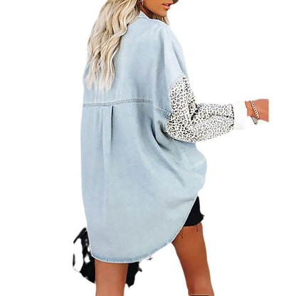 Women's fashionable shirt blouse with leopard print and oversized cut NOVAE