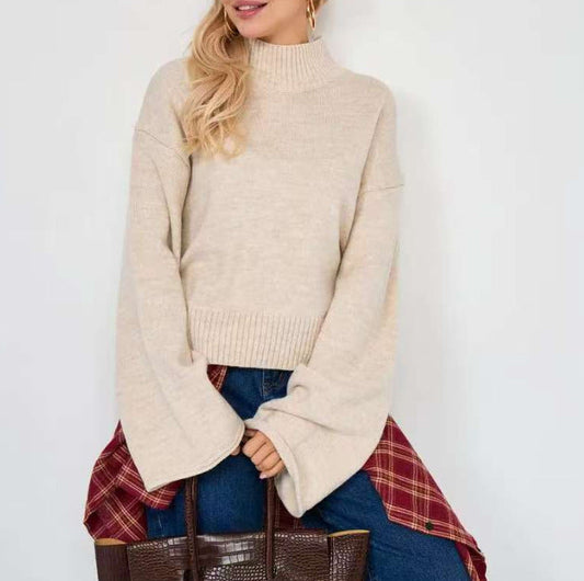 Women's knitted sweater with a relaxed fit and voluminous sleeves NOVAE