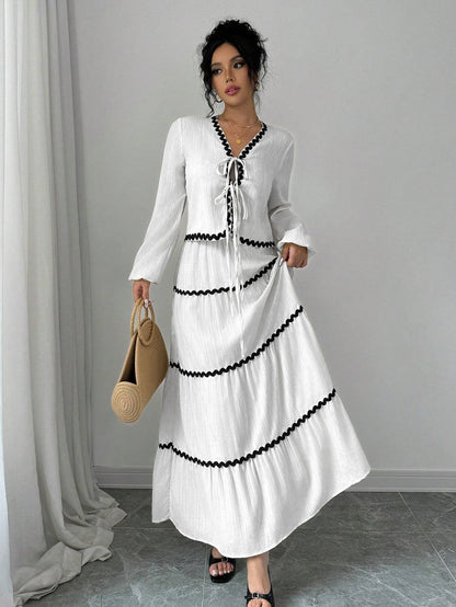 Women's maxi dress with ruffles and lacing NOVAE