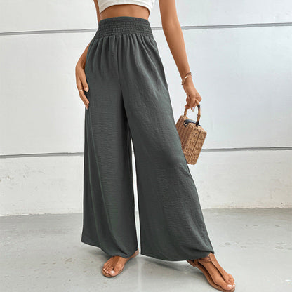 Women's wide-leg summer trousers with elasticated waistband NOVAE