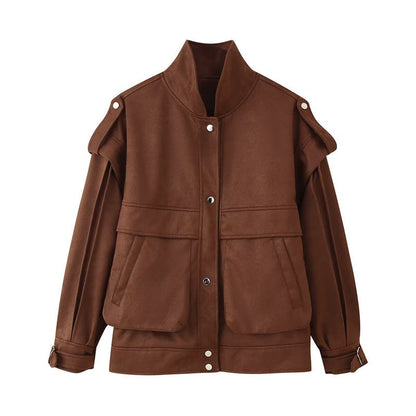 Women's utility jacket with practical pockets and fashionable stand-up collar NOVAE