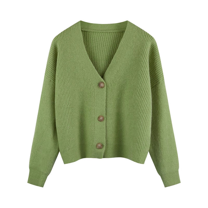 Women's cardigan with V-neck and high-quality button details NOVAE