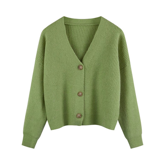 Women's cardigan with V-neck and high-quality button details NOVAE