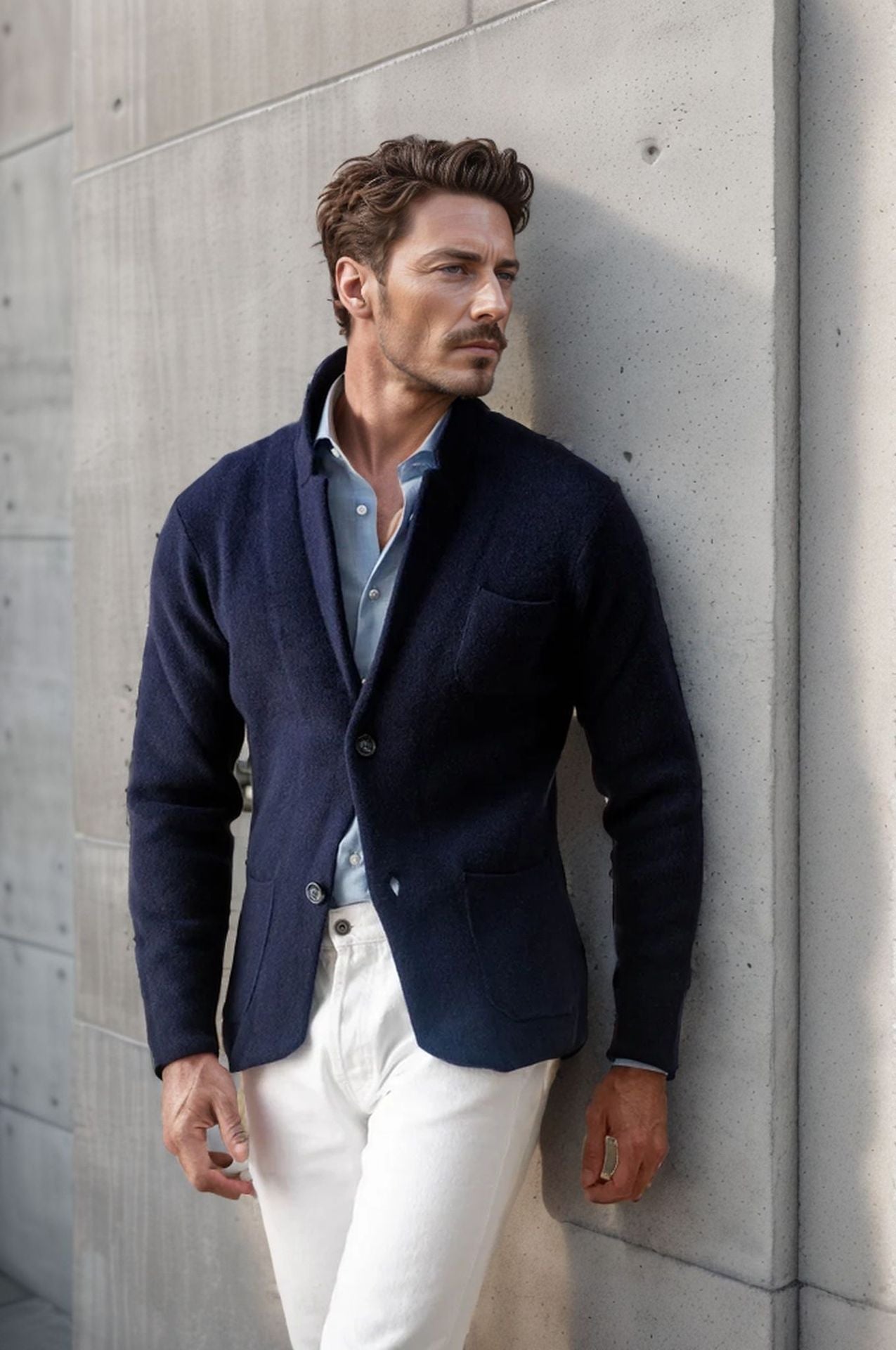 Men's modern cut knit coat with comfortable collar and practical pockets NOVAE