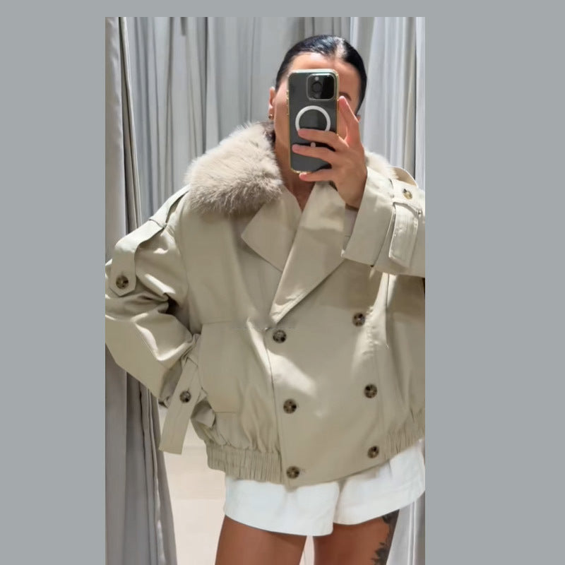 Women's fashionable outdoor jacket with elegant faux fur collar NOVAE