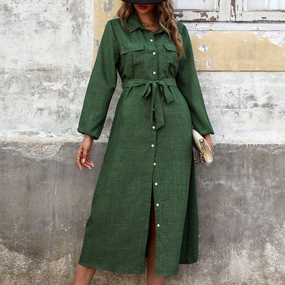 Women's shirt dress with tie belt and patch pockets NOVAE